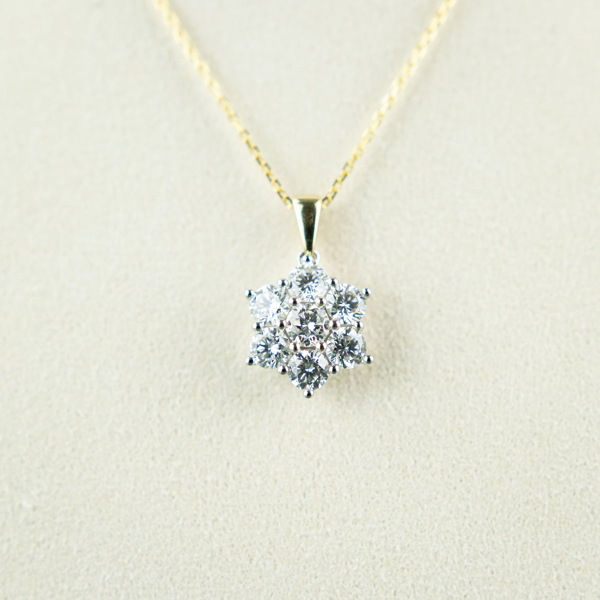 9 Karat Yellow Gold Diamond Cluster Pendant 2.00ct at RR Jewellers Yarm 