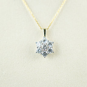 9 Karat Yellow Gold Diamond Cluster Pendant 2.00ct at RR Jewellers Yarm 
