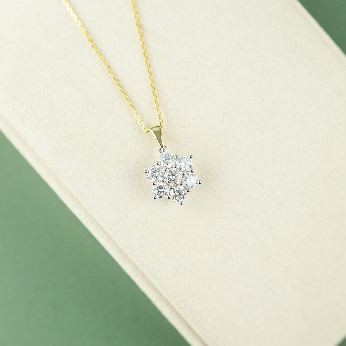 9 Karat Yellow Gold Diamond Cluster Pendant 2.00ct at RR Jewellers Yarm 
