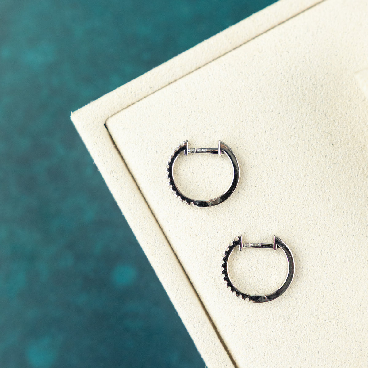 14 Karat White Gold  0.17ct Natural Diamond Hoop Earrings at RR Jewellers UK 