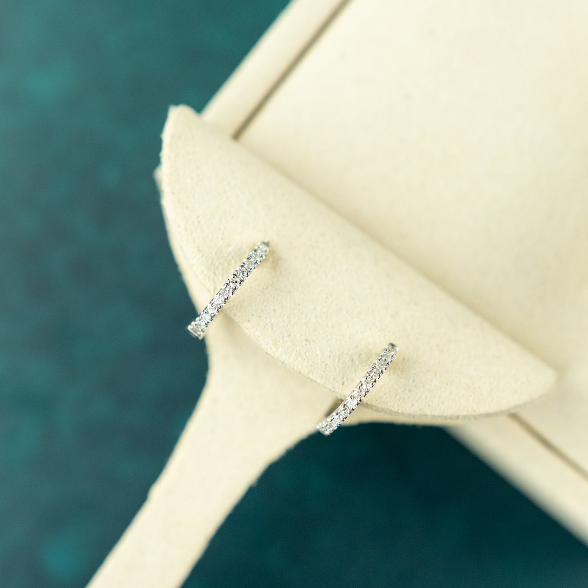 14 Karat White Gold  0.17ct Natural Diamond Hoop Earrings
