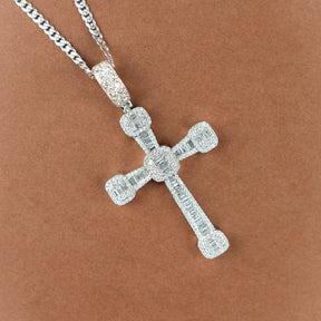 9 Karat White Gold Natural Diamond Cross Pendant 2.78ct on Pave Chain at RR Jewellers 