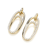9ct yellow gold diamond set paper clip drop earrings