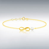 9ct yellow gold freshwater pearl infinity bracelet