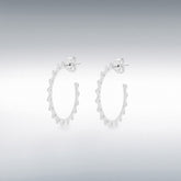 Sterling silver rhodium plated 23mm spiked-tube open hoop earrings