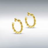 Sterling silver gold plated twisted open hoop earrings