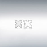 Sterling silver flower & cut out flower asymmetric stud earrings