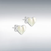 Sterling silver mother of pearl heart stud earrings