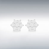 Sterling silver cz daisy cluster stud earrings