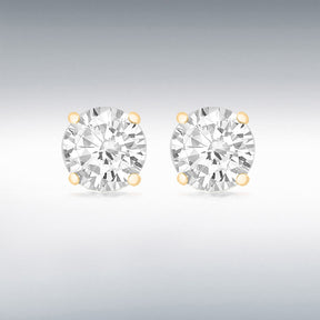 Sterling silver yellow gold plated round cz stud earrings