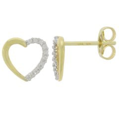 9ct yellow gold diamond cut & set stud earrings