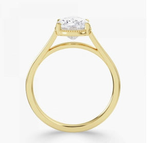 9ct yellow gold 3ct elongated cushion cut wide shoulder solitaire ring