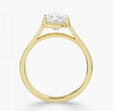 9ct yellow gold 3ct elongated cushion cut wide shoulder solitaire ring