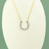 9ct yellow gold diamond set horseshoe necklace