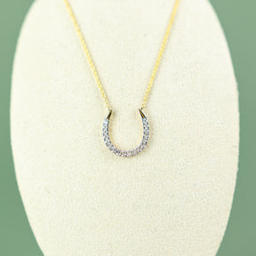 9ct yellow gold diamond set horseshoe necklace