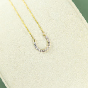 9ct yellow gold diamond set horseshoe necklace