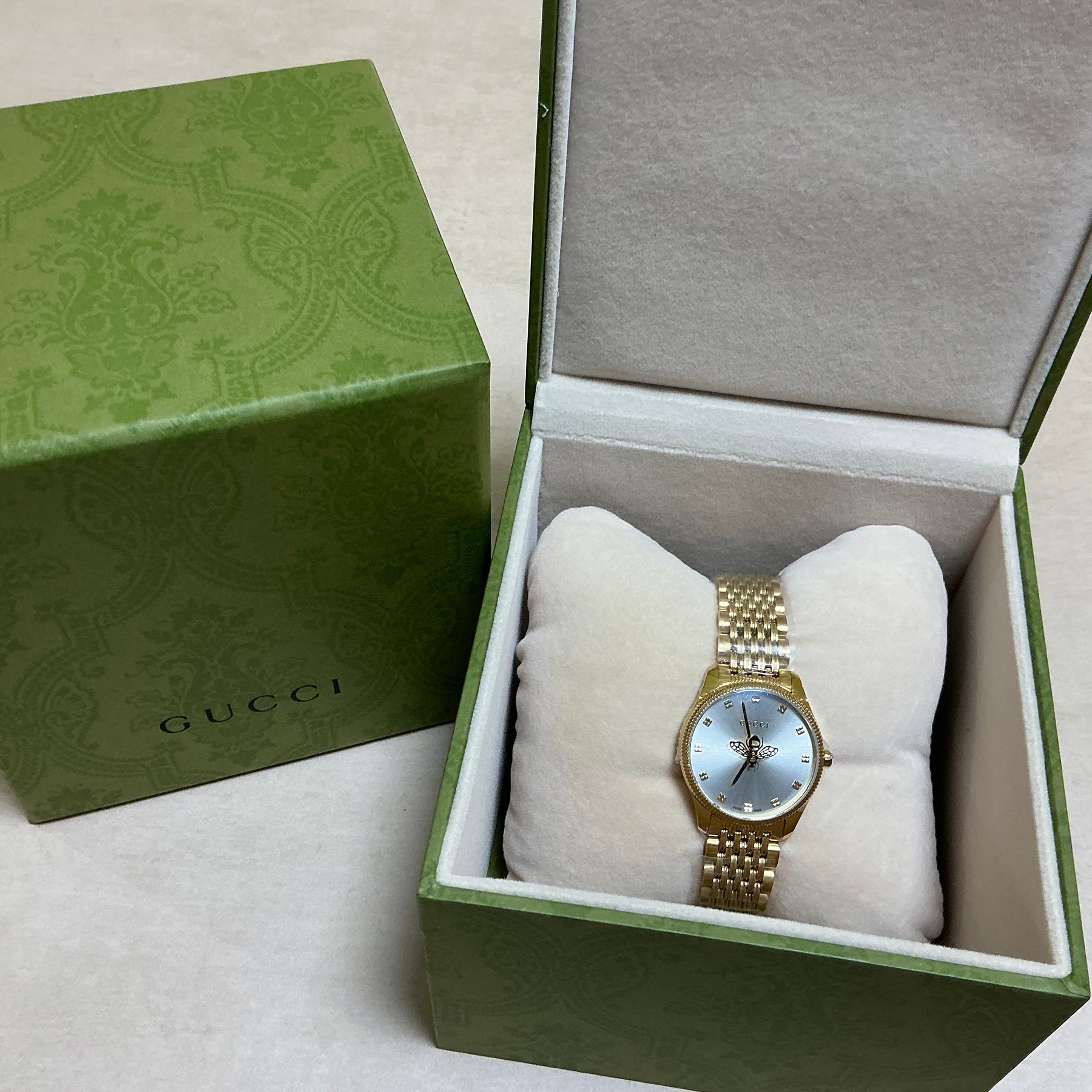 Gucci G-Timeless with bee gold plated 29mm watch YA1265021