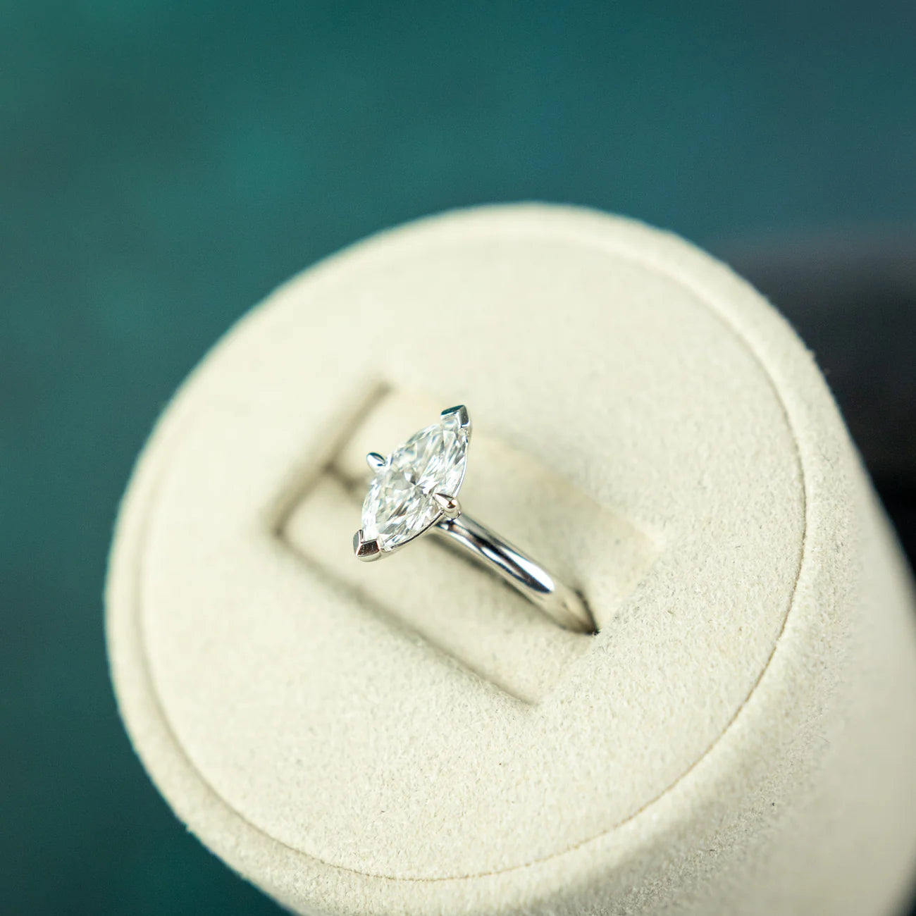 Platinum marquise cut solitaire ring