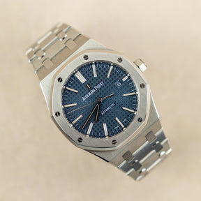 Audemars Piguet Royal Oak, Blue Baton Dial  15400ST available at RR Jewellers Yarm