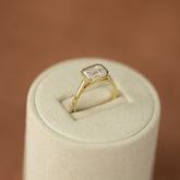 9ct yellow gold 1.90 emerald cut horizontal bezel set solitaire ring