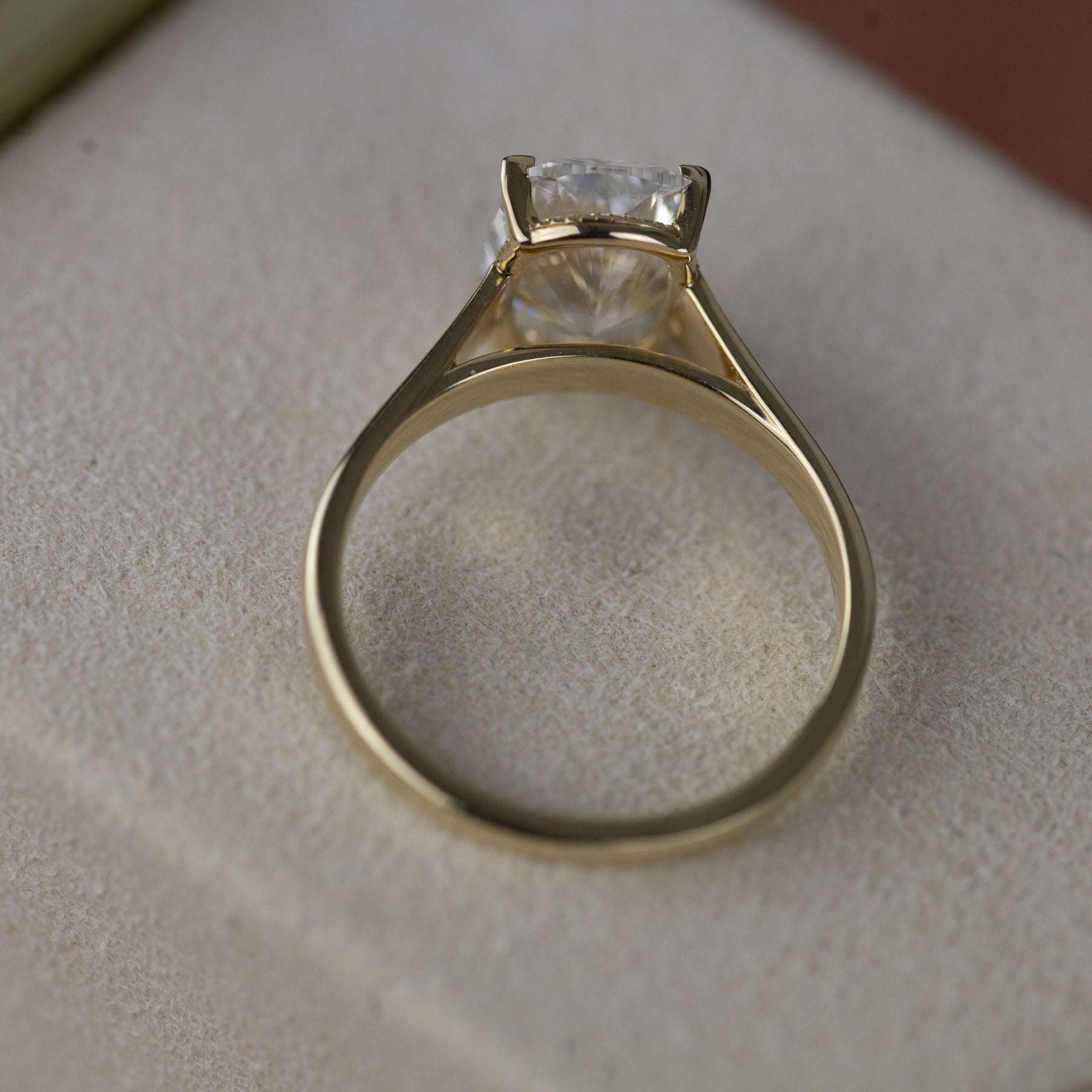 9ct yellow gold 3ct elongated cushion cut wide shoulder solitaire ring