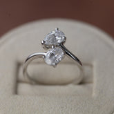 9ct white gold pear & oval cut diamond bypass ring