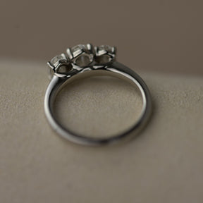 Platinum graduated 1.50ct oval cut trilogy ring