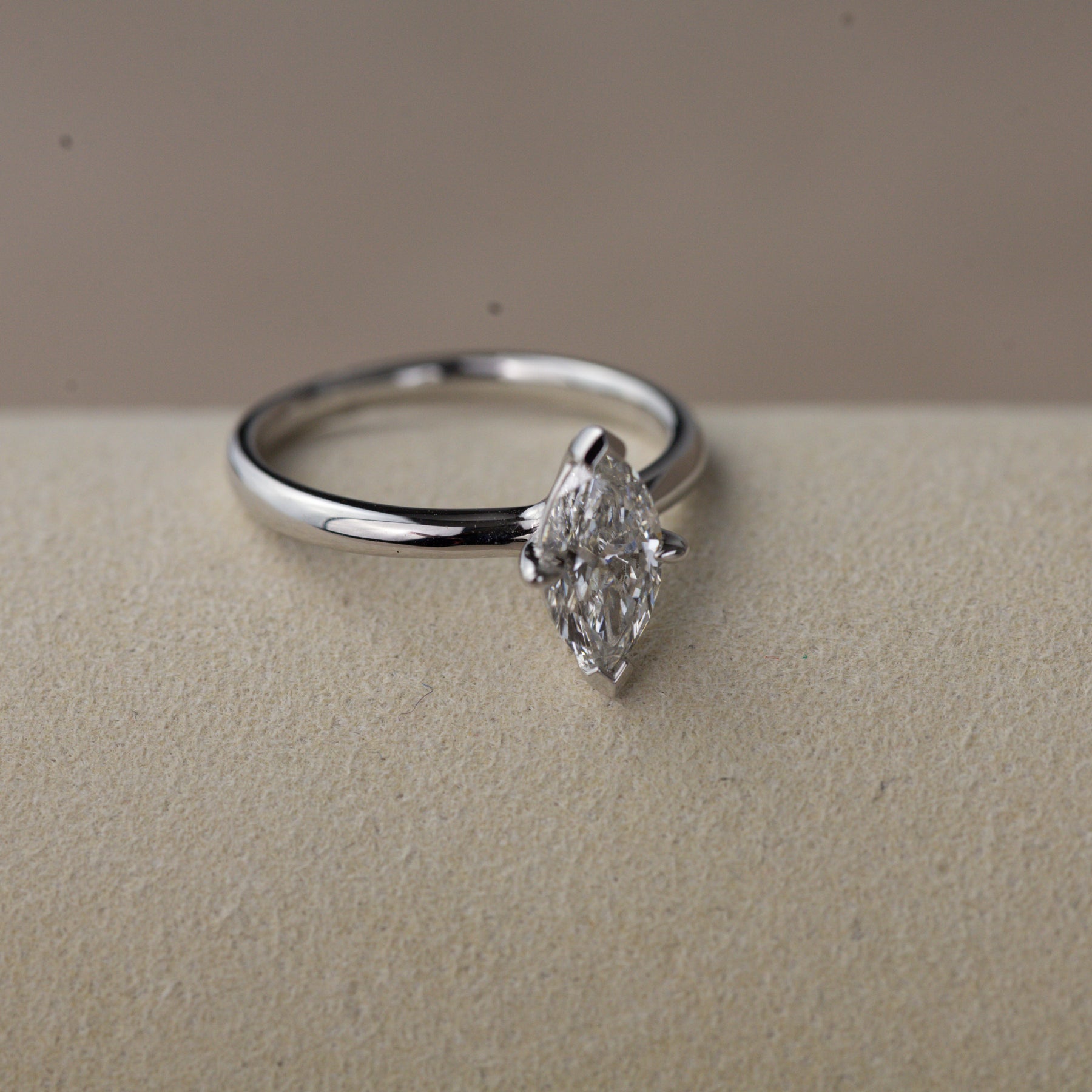 Platinum marquise cut solitaire ring