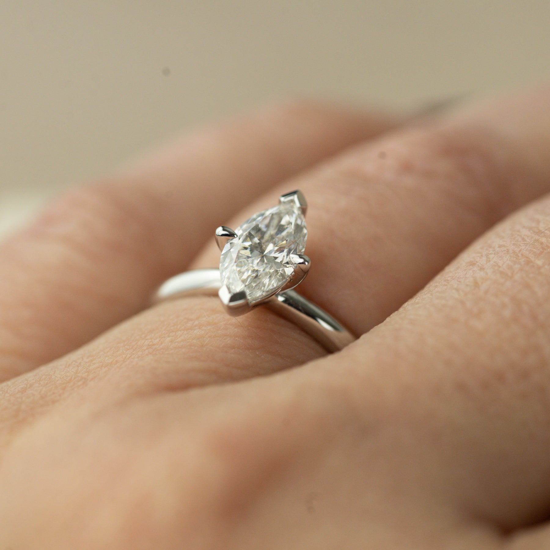 Platinum marquise cut solitaire ring
