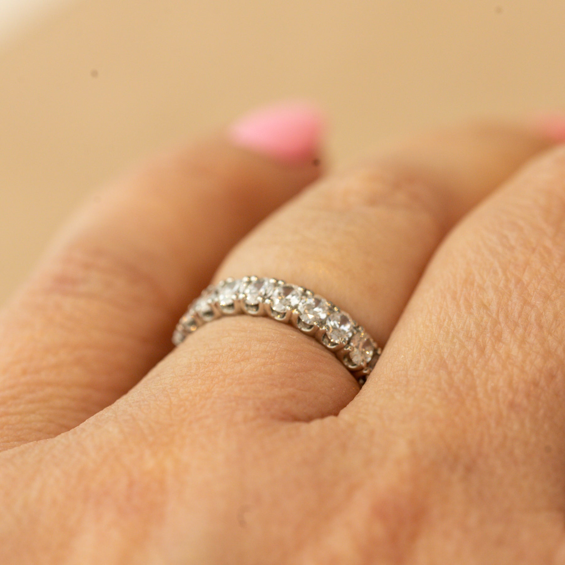 Platinum 1.10ct oval cut diamond half eternity ring