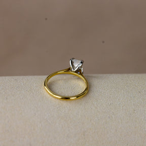 18ct yellow gold 1ct emerald cut lab diamond solitaire ring on slim band