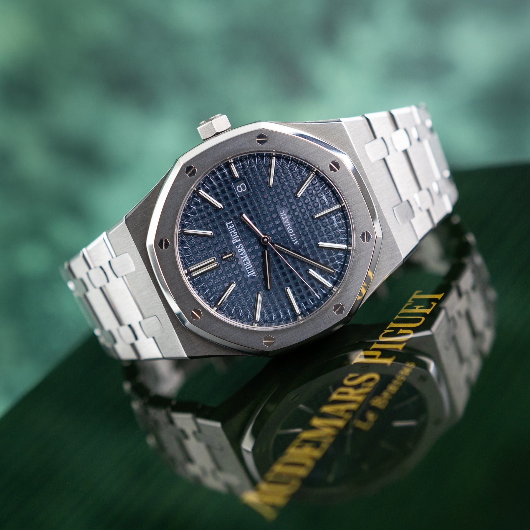 Audemars Piguet Royal Oak, Blue Baton Dial & Tapisserie Dial, 15400ST available at RR Jewellers Yarm