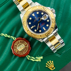 2007 Rolex YACHT-MASTER Bi Metal 18K Yellow Gold & Oystersteel, Blue Dial, 40mm 11623 available at RR Jewellers Yarm