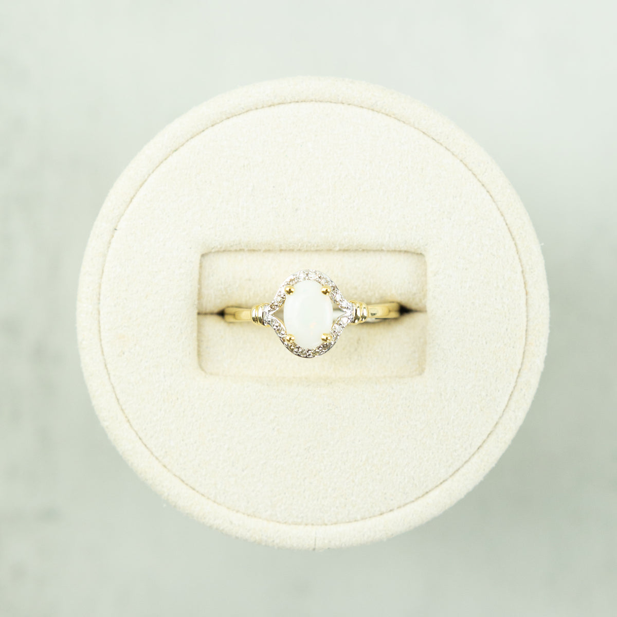 9ct Yellow Gold Opal Halo Ring