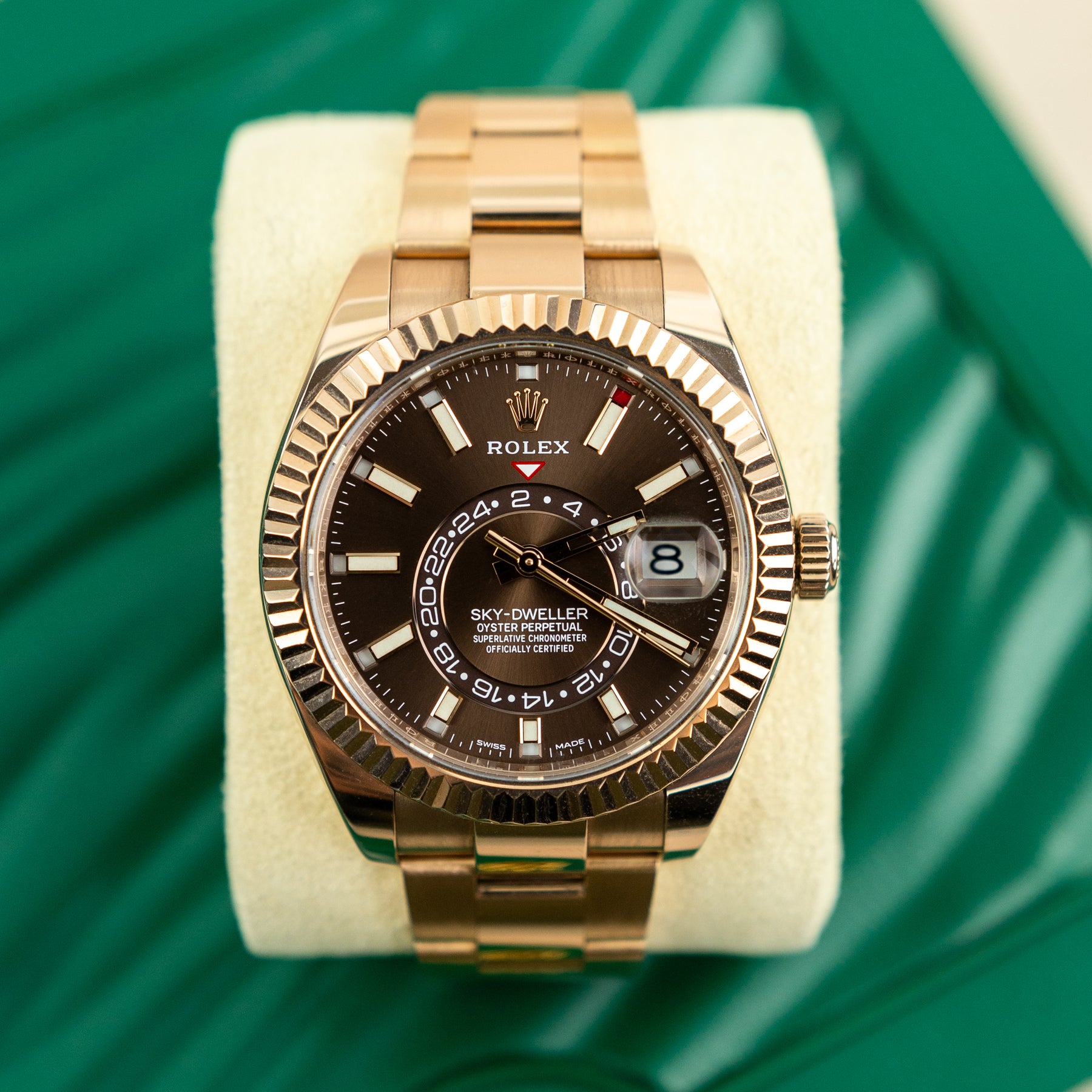 2021 Rose Gold Rolex Sky-Dweller Choco Dial Watch m326935-0006