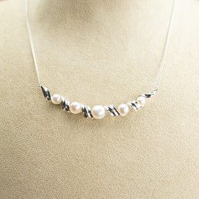 Natural Pearl Twist Necklace in Silver at RR Jewellers Yarm UK
