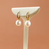 River Pearl Teardrop Earrings in 9 Karat Yellow Gold at RR Jewellers Yarm UK