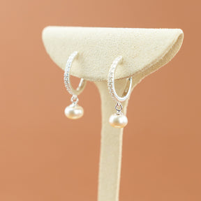 Freshwater Pearl Hoop Earrings on Silver at RR Jewellers Yarm UK