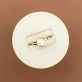 9 Karat Yellow Gold Freshwater Pearl & Diamond Accent Twist Ring at RR Jewellers UK