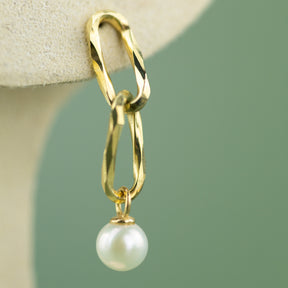 Freshwater Pearl Link Drop Earrings in 9 Karat Yellow Gold