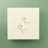 Freshwater Pearl Drop Crook Earrings in 9 Karat Yellow Gold at RR Jewellers UK