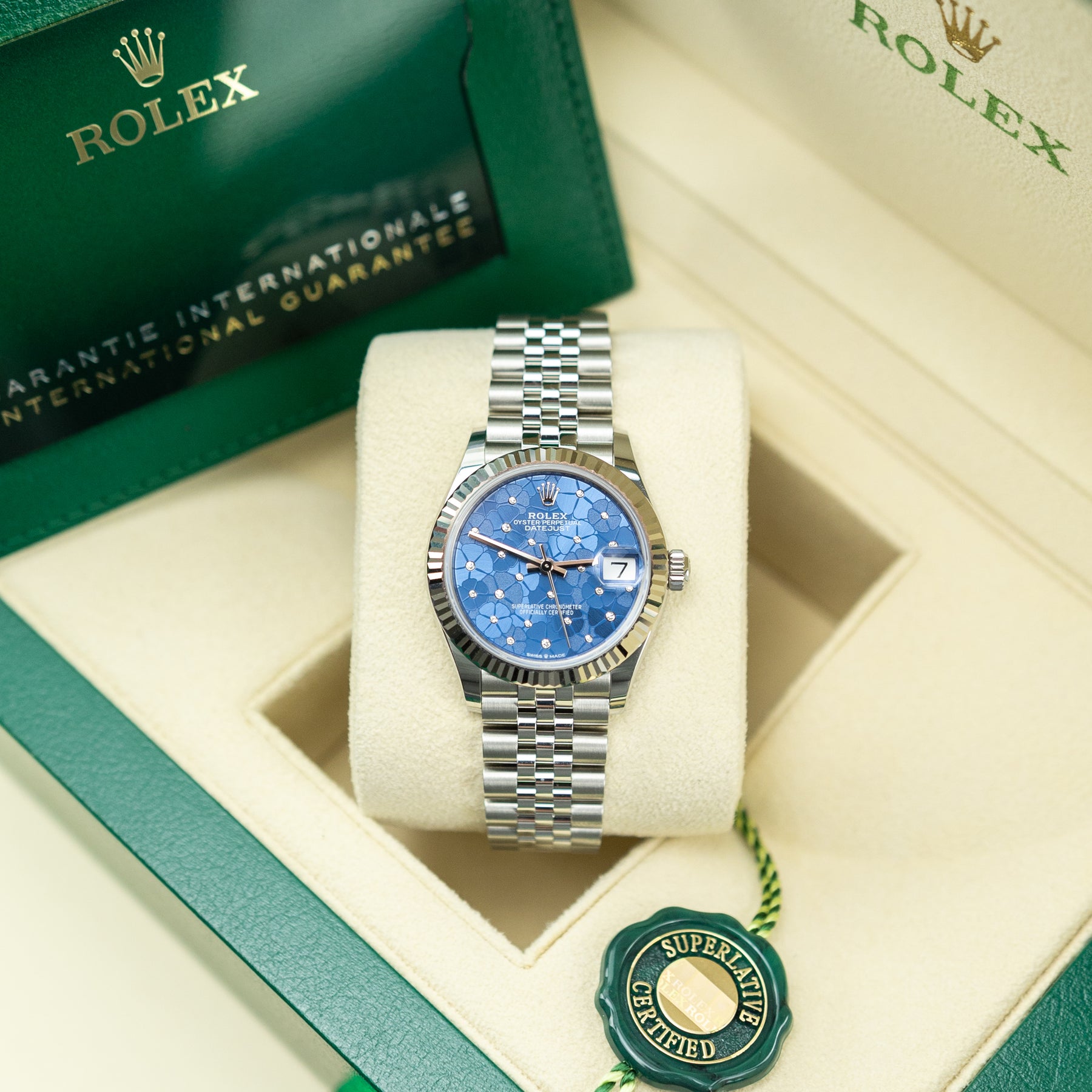 2024 Rolex DATEJUST 31mm Oystersteel & White Gold, Fluted Bezel, Azzurro Dial at RR Jewellers Yarm