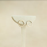 9ct Yellow Gold 14mm Open Hexagon Stud Earrings at RR Jewellers Yarm UK