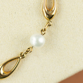 9ct yellow gold freshwater pearl and oval link bracelet