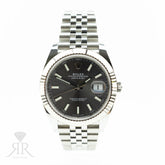 Worn Pre - Owned 2021 Rolex DATEJUST 41mm Oystersteel, White Gold Fluted Bezel, Grey Dial, Full set with box & papers available at RR JEWELLERS YARM