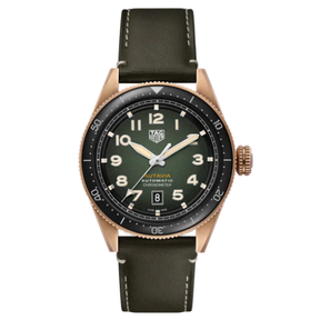 TAG Heuer Autavia 42mm Green Dial Leather Watch WBE5190.FC8268