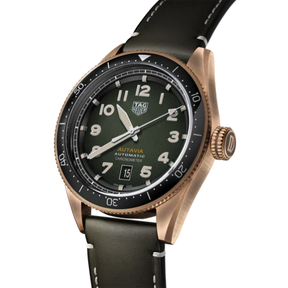 TAG Heuer Autavia 42mm Green Dial Leather Watch WBE5190.FC8268