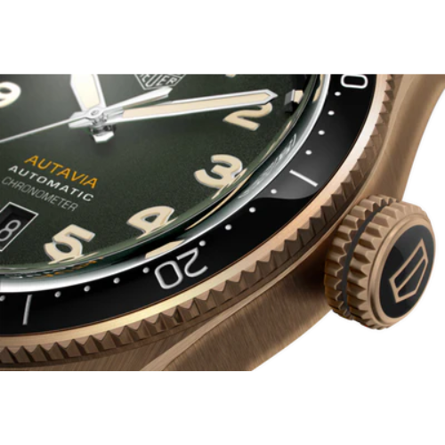 TAG Heuer Autavia 42mm Green Dial Leather Watch WBE5190.FC8268