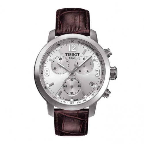 Tissot PRC 200 Quartz Chronograph Silver Brown Leather T055.417.16.037