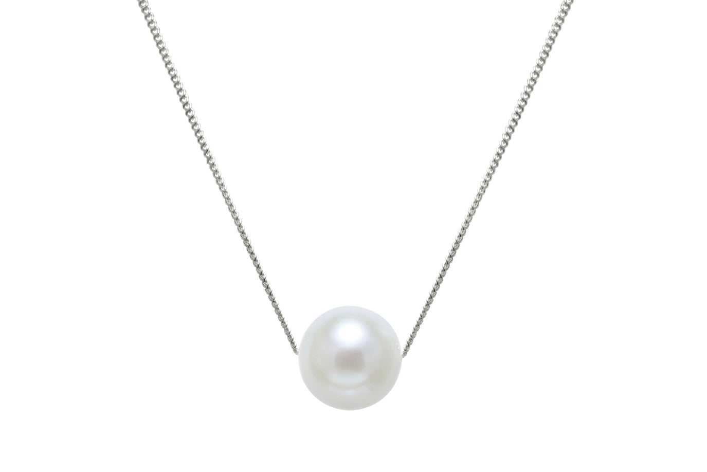 9ct white gold floating pearl necklace
